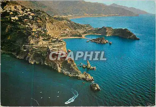 Cartes postales moderne Taormina le Cap Taormina Isola Bella et Cap S Andrea de l'avion