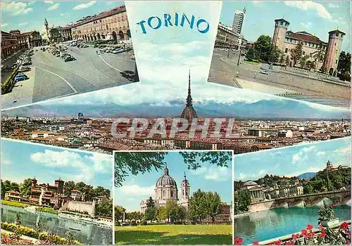 Cartes postales moderne Torino Piazza San Carlo Piazza Castello Panorama
