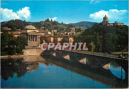 Cartes postales moderne Torino Eglise Gran Madre di Dio et le Mont des Capucins