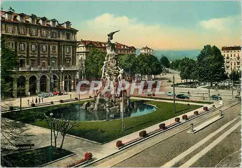 Cartes postales moderne Torino La Place Statuto et le Monument au Frejus Tramway