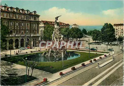 Moderne Karte Torino La Place Statuto et le Monument au Frejus Tramway