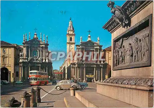 Cartes postales moderne Torino Eglises de St Carlo et St Cristalina au fond rue Roma et Porte Nuova