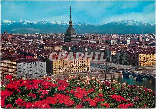 Moderne Karte Torino Vue Generale Place Vittorio Veneto et Mole vues du Monte del Cappuccini