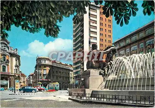 Moderne Karte Torino Detail de la Fontaine Angelica et Place Solferino