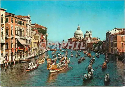 Moderne Karte Venezia Regate Historique sur la Grand Canal Bateaux