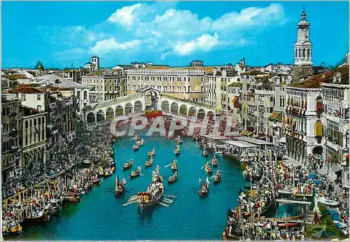 Moderne Karte Venezia Regate Historique et le Ponte de Rialto Bateaux