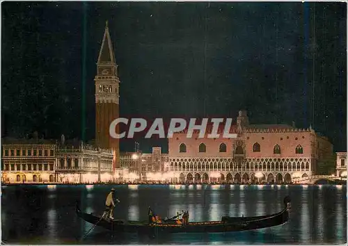 Moderne Karte Venezia de nuit Bassin St Marc et Gondole Bateau