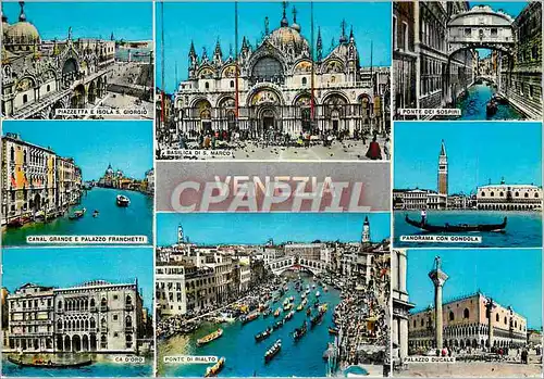 Cartes postales moderne Salutations de Venezia Bateaux Ponte di Rialto