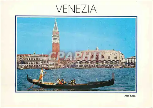 Moderne Karte Venezia Panorama avec Gondola Bateau