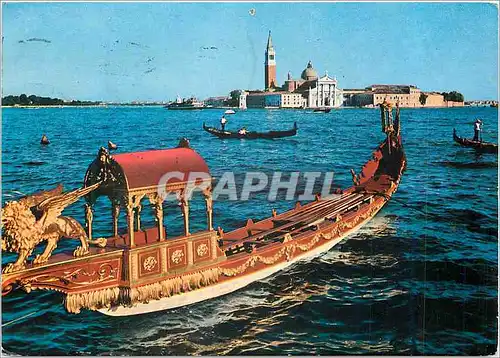 Moderne Karte Venezia Ile S George Ancienne Embarcation Bateau Lion