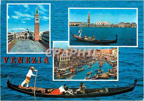 Cartes postales moderne Venezia Piazza S Marco Panorama del Bacino S Marco e Gondola Regata Storica Bateau