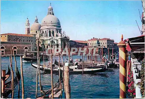 Moderne Karte Venezia Canal Grande et Eglise de la Salute Bateaux