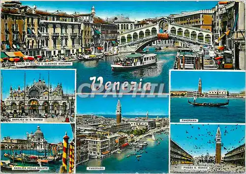 Moderne Karte Salutations de Venise Bateaux