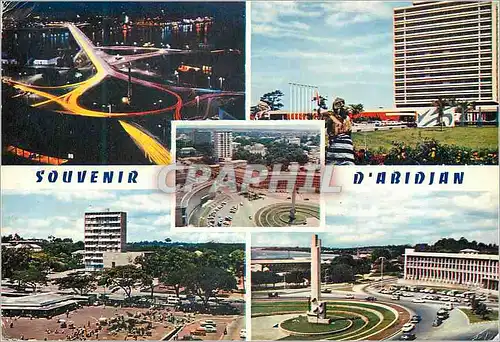 Cartes postales moderne Abidjan Republique de la Cote d'Ivoire La Nuit Vue aerienne Le Marche