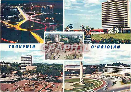 Cartes postales moderne Abidjan Republique de la Cote d'Ivoire Abidjan La Nuit Vue aerienne Le Marche