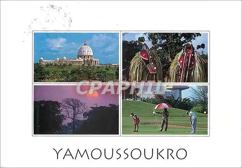 Moderne Karte Basilique N D de la Paix Masques Goli Goulin Golf de Yamoussoukro