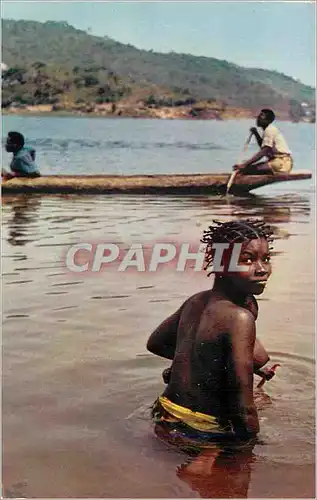 Moderne Karte L'Afrique en Couleurs Jeune Fille au Bain