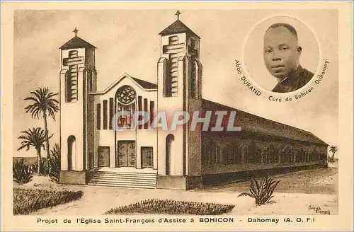 Moderne Karte Dahomey (AOF) Projet de l'Eglise Saint Francois d'Assise a Bohicon