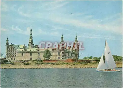 Cartes postales moderne Kronborg Castle Denmark Elsinore Bateau