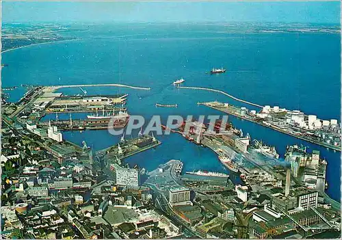 Moderne Karte Aarhus Aerial View of the Harbour Bateaux