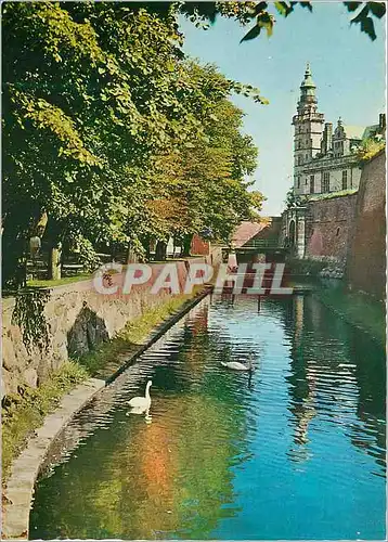 Moderne Karte Elsinore Kronborg rhe Moat with Swans