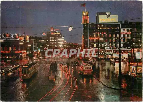 Cartes postales moderne Copenhagen Denmark the City Hall Square by Night Tramway
