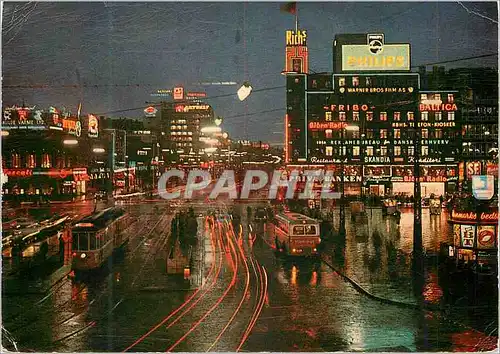 Moderne Karte Copenhagen the City Hall Square by Night Tramway