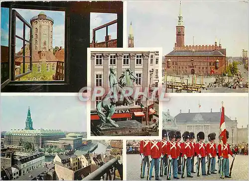 Cartes postales moderne Round Tower the Town Hall Christiansborg the Royal Guard Militaria
