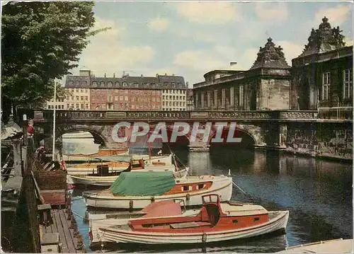 Moderne Karte Copenhagen Denmark Christiansborg Castles the Marble Bridge Bateaux