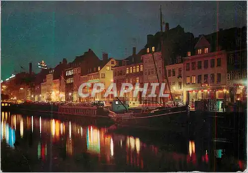 Cartes postales moderne Copenhague Nyhavn la Nuit Bateaux