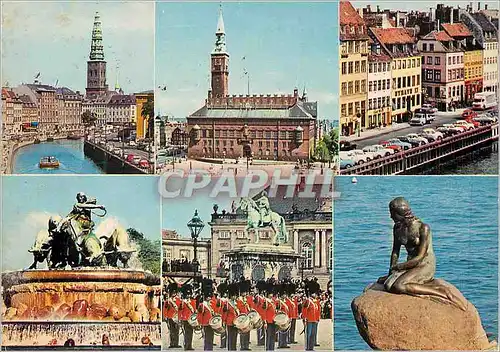 Moderne Karte Copenhagen Gammel Strand the Town Hall Square the Gefion Fountain Militaria