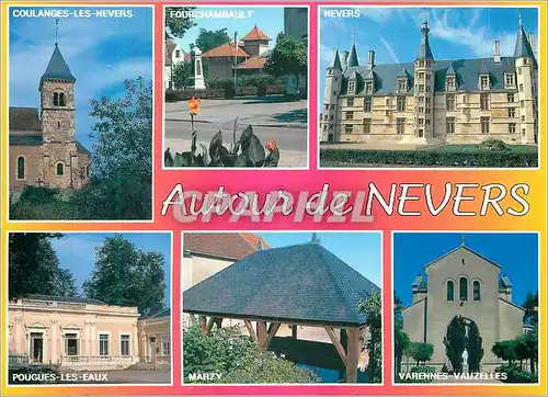 Moderne Karte Autour de Nevers (Nievre) Coulanges les Nevers Fourchambault Pougues les Eaux Marzy Varennes Vau