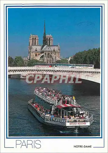 Moderne Karte Paris la Cathedrale Notre Dame et la Seine Bateau