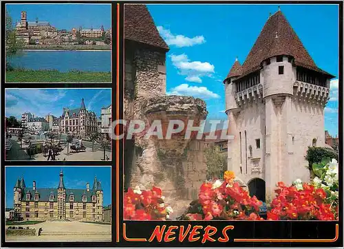 Moderne Karte Nevers ( Nievre) la Cathedrale St Cyr et le Palais Ducal depuis les Bords de Loire