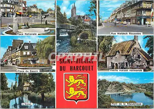 Cartes postales moderne Saint Hilaire du Harcouet  (Manche) Place nationale Rue Waldeck Rousseau Place du bassin Vieille