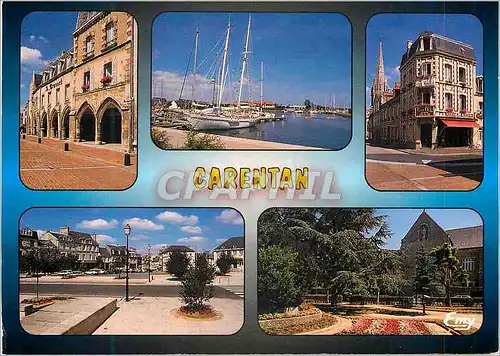 Cartes postales moderne Carentan  (Manche) la Place de la Republique le Port de Plaisance La place du marche aux pommes