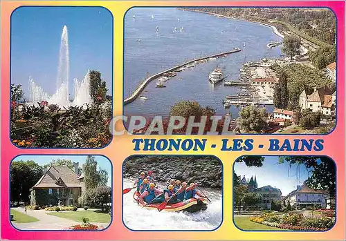 Moderne Karte Thonon les Bains  (Huate Savoie) sur la Rive Francaise du Lac Leman Rafting