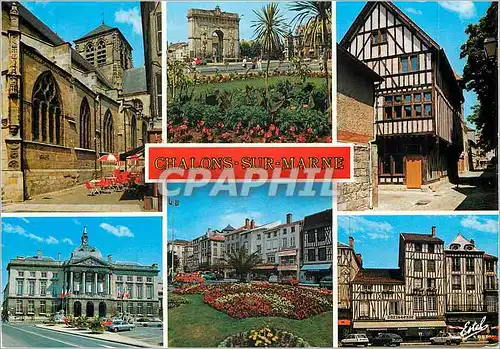 Cartes postales moderne Chalons sur Marne  (Marne) l'Eglise Saint Alpin  (XIIe au XVIe siecle)la Porte Sainte Croix