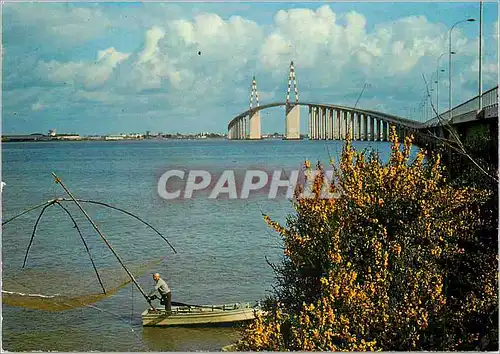 Moderne Karte Saint Brevin sur l'estuaire de la Loire Pont de saint Nazaire a Saint Brevin Bateau Peche