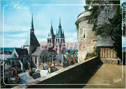 Moderne Karte Blois (Loir et Cher) les Merveilles du Val de Loire de la Terrasse du Chateau Vue sur l'Eglise S