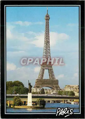 Moderne Karte Paris Tour Eiffel et Statue de la Liberte