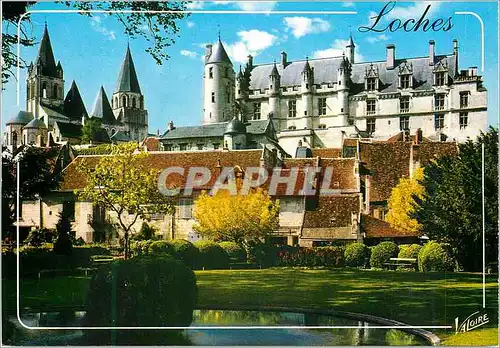 Moderne Karte Loches (Indre et Loire) les Merveilles du Val de Loire l'Eglise Saint Ours et les Logis Royaux d