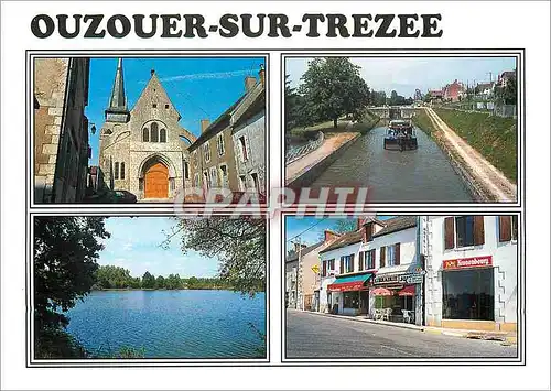 Moderne Karte Ouzouer sur Trezee (Loiret) l'Eglise Saint Martin le Canal de Bian l'Etang de Chaloy