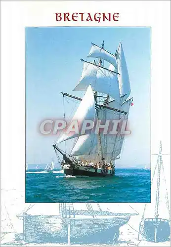 Cartes postales moderne Bretagne la Recouvrance Reconstruction en 1992 d'une Goelette de Guerre de la Serie Iris Bateau