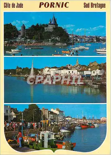 Cartes postales Pornic Vue sur le Port et le Ch�teau Bateaux