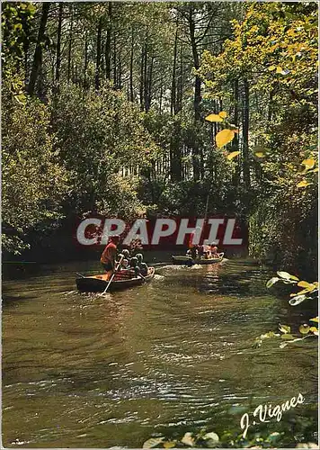 Cartes postales Visage des Landes avec les Bateliers du Courant d'Huchet Canoe Bateau