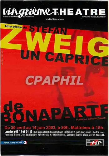 Cartes postales moderne Vingtiene Theatre une Piece de Stefan Zweig un Caprice de Bonaparte Napoleon 1er