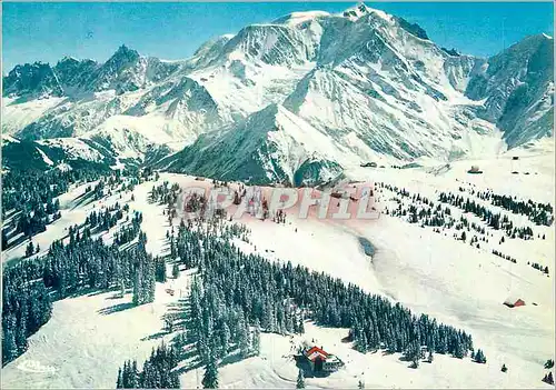 Cartes postales moderne Megeve (Hte Savoie) alt 1113m Vue Aerienne Plateau du Mont d'Abois et Massif du Mont Blanc