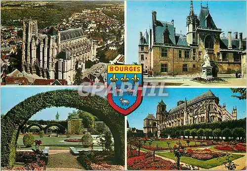 Cartes postales moderne Bourges (Cher) la Cathedrale Palais Jacques Coeur les Pres Fichaux Jardin de l'Eveche