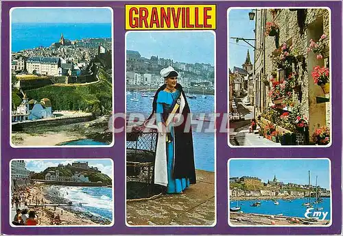 Cartes postales moderne Granville (Manche) la Haute Ville la Granvillaise Vieille Rue Typique la Plage le Port Folklore